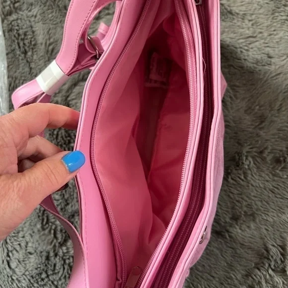 New Retro Pink Suede Haband Purse with Pocket - NWT - Picture 10 of 11